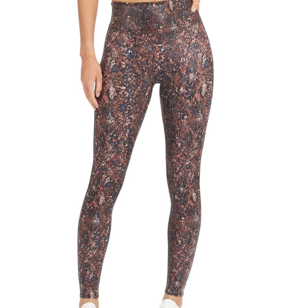 Spanx Faux-Leather Snakeskin High-Rise Leggings, Size L, New with tags